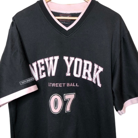 Vintage City Athletics New York Street Ball Jersey Black V-Neck Women's Large - Picture 8 of 16